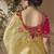 designer lamon viscose fabric saree with rani pink silk blend blouse fabric