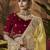 designer yellow soft jacquard fabric saree with maroon silk blend blouse fabric