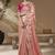 designer pink viscose fabric saree with rani pink silk blend blouse fabric