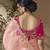 designer pink viscose fabric saree with rani pink silk blend blouse fabric