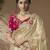designer gold viscose fabric saree with rani pink silk blend blouse fabric
