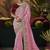 designer pink soft jacquard fabric saree with maroon silk blend blouse fabric