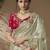 designer dusty green viscose fabric saree with rani pink silk blend blouse fabric