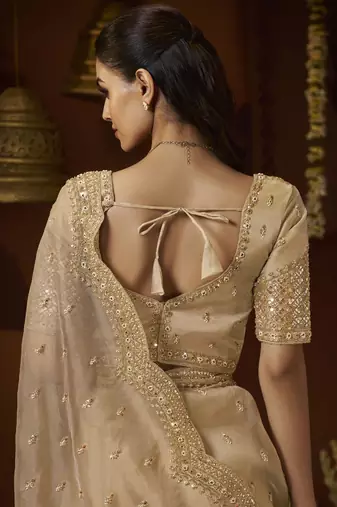 Designer gold tissue fabric saree with gold tissue blouse fabric