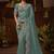 Designer green tissue fabric saree with green tissue blouse fabric