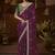 designer wine satin fabric saree with green silk blend blouse fabric