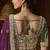 designer wine satin fabric saree with green silk blend blouse fabric