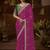 designer pink satin fabric saree with green silk blend blouse fabric