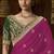 designer pink satin fabric saree with green silk blend blouse fabric