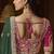 designer green satin fabric saree with rani pink silk blend blouse fabric