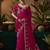 Designer rani pink satin fabric saree with rani pink satin blouse fabric