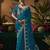 Designer green satin fabric saree with green satin blouse fabric