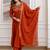 Rust embroidered silk blend kurta pant dupatta set