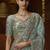 Designer green tissue fabric saree with green tissue blouse fabric