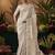 designer cream silk blend fabric saree with cream silk blend blouse fabric