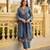 Grey embroidered silk blend kurta pant dupatta set