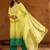 Yellow embroidered chinon silk kurta pant dupatta set