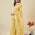 Yellow embroidered crunchy silk kurta plazzo dupatta set