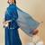 blue embroidered crunchy silk kurta plazzo dupatta set