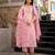 pink embroidered chanderi silk kurta pant dupatta set