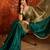 Green tissue satin embellished saree with unstitched blouse piece.