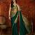 Green tissue satin embellished saree with unstitched blouse piece.