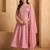 Pink embroidered silk blend kurta pant dupatta set
