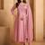 Pink embroidered silk blend kurta pant dupatta set