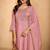 Pink embroidered silk blend kurta pant dupatta set