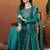Blue embroidered silk blend kurta pant dupatta set