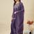 Purple embroidered crunchy silk kurta plazzo dupatta set