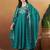 Blue embroidered silk blend kurta pant dupatta set