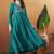 Blue embroidered silk blend kurta pant dupatta set