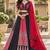 Women's Black And Red Real Mirror With Printed Work Navratri Lehenga Choli