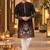 Black Cotton Woven Work Straight Kurta