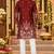 Maroon Cotton Woven Work Straight Kurta