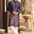 Blue Silk Blend Woven Work Straight Kurta