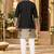 Black Silk Blend Woven Work Straight Kurta