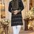 Black Silk Blend Woven Work Straight Kurta