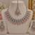 Baby pink mehandi-plated agate stone necklace set with earrings & maang tikka