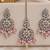 Baby pink mehandi-plated agate stone necklace set with earrings & maang tikka