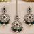 Green mehandi-plated agate stone necklace set with earrings & maang tikka