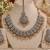 Champion mehandi-plated agate stone necklace set with earrings & maang tikka