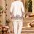 White Silk Blend Woven Work Straight Kurta