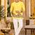 Yellow Silk Blend Woven Work Straight Kurta