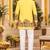 Yellow Silk Blend Woven Work Straight Kurta