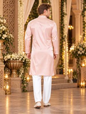 Pink Viscose Woven Work Straight Kurta 2