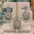 Pista mehandi-plated agate stone necklace set with earrings & maang tikka