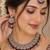 Maroon mehandi-plated agate stone necklace set with earrings & maang tikka