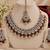 Maroon mehandi-plated agate stone necklace set with earrings & maang tikka